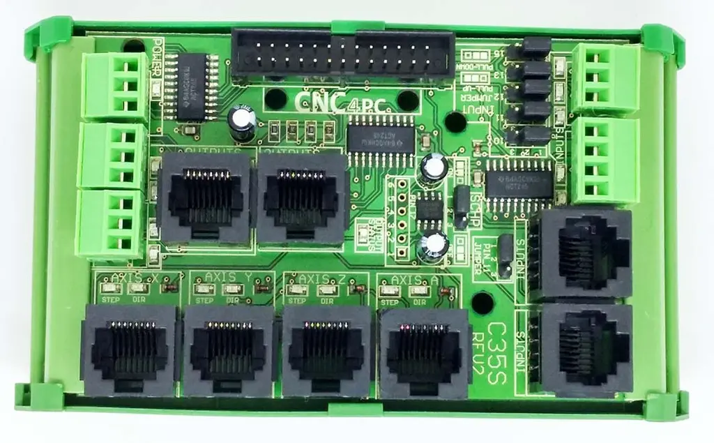 C35S QUICK SETUP BREAKOUT Ethernet connection 4-Axis Breakout Board 5 Input / 4 Output, Mach3/4
