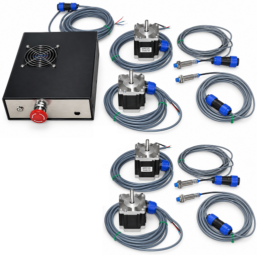 4 Axis control with rotary, Spindle on/off speed control, cooling control
