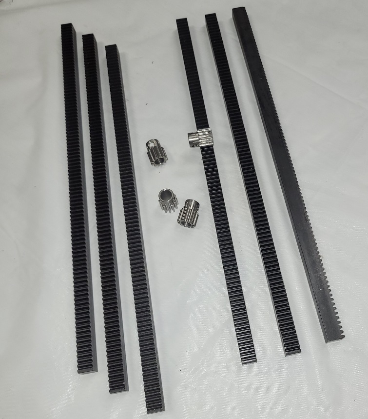 Misumi High Precision Rack H12mmxW10mm 300mm Length Black Anodized - Pinion 12 Teeth 8mm Bore, 1 set screw Module 1.0