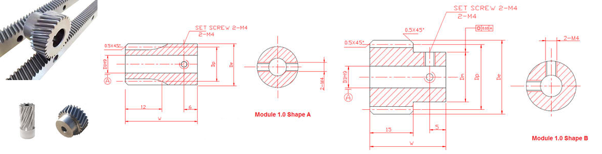 Pinion Helical Teeth Module 1.0