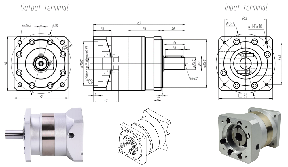 Planetary Gearbox inline Nema 34 / 80mm