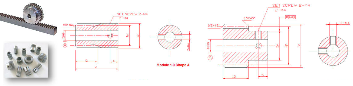 Pinion Straight Teeth Module 1.0
