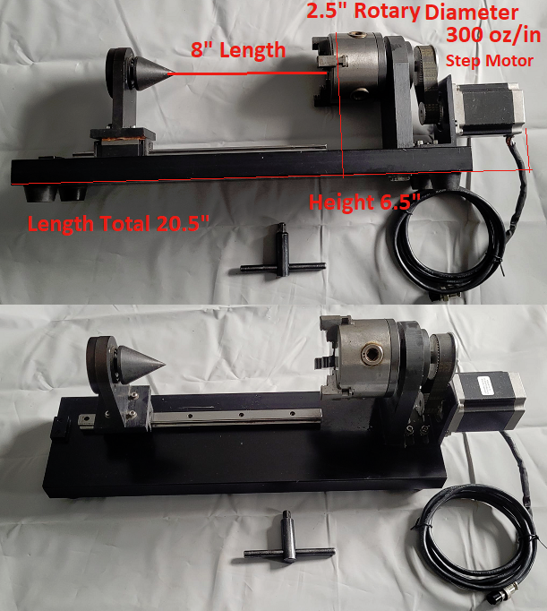 Rotary 4th Axis 8 Travel Length 2.5 Inch Chuck Laser Machine