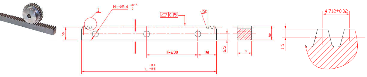 Rack Straight Teeth Module 1.5